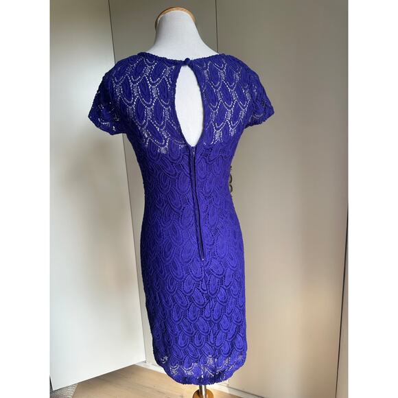 90s Bisou Bisou Womens Bodycon Dress Size Small/4 Purple Crochet Mini - Picture 7 of 9